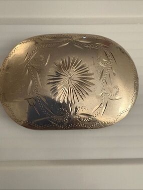 Vintage R&B Colorado German Silver Belt Buckle Hand Engraved Western Starburst